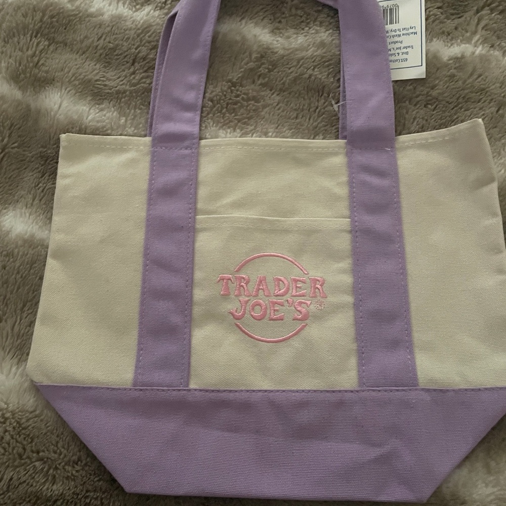 Purple and Cream mini Tote Bag